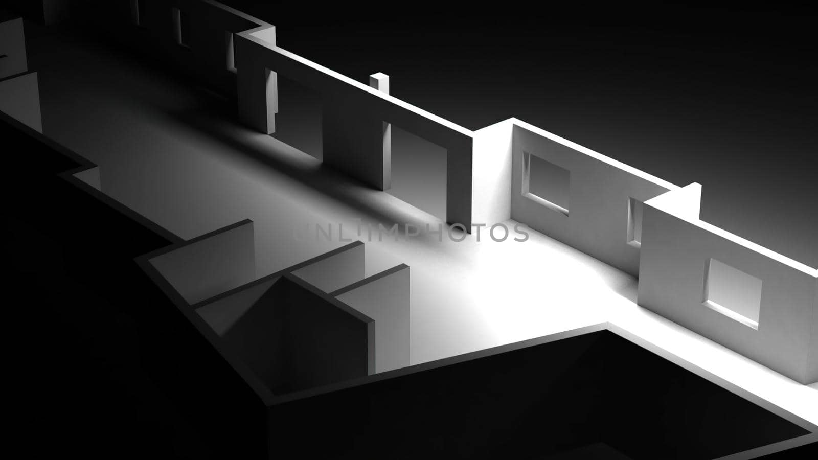 3d illustration - Technical Drawing of floor design being drawn with great detail and ready 3d model of house