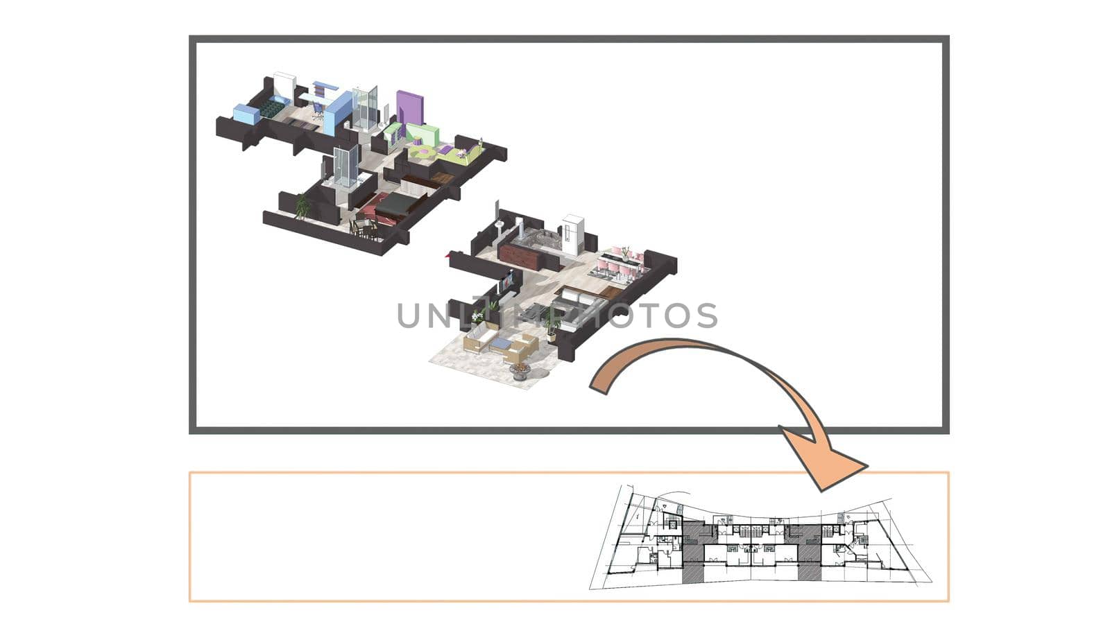 3d illustration - Technical Drawing of floor design being drawn with great detail  by vitanovski