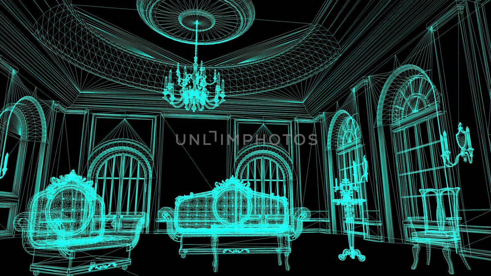 3d illustration - Technical Drawing of floor design being drawn with great detail  by vitanovski