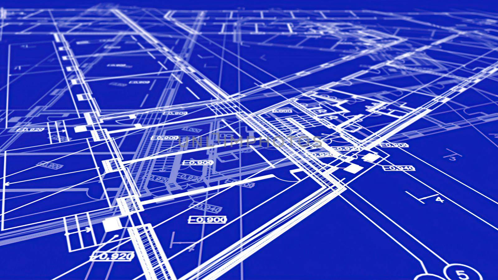 3d illustration - Technical Drawing of floor design being drawn with great detail  by vitanovski