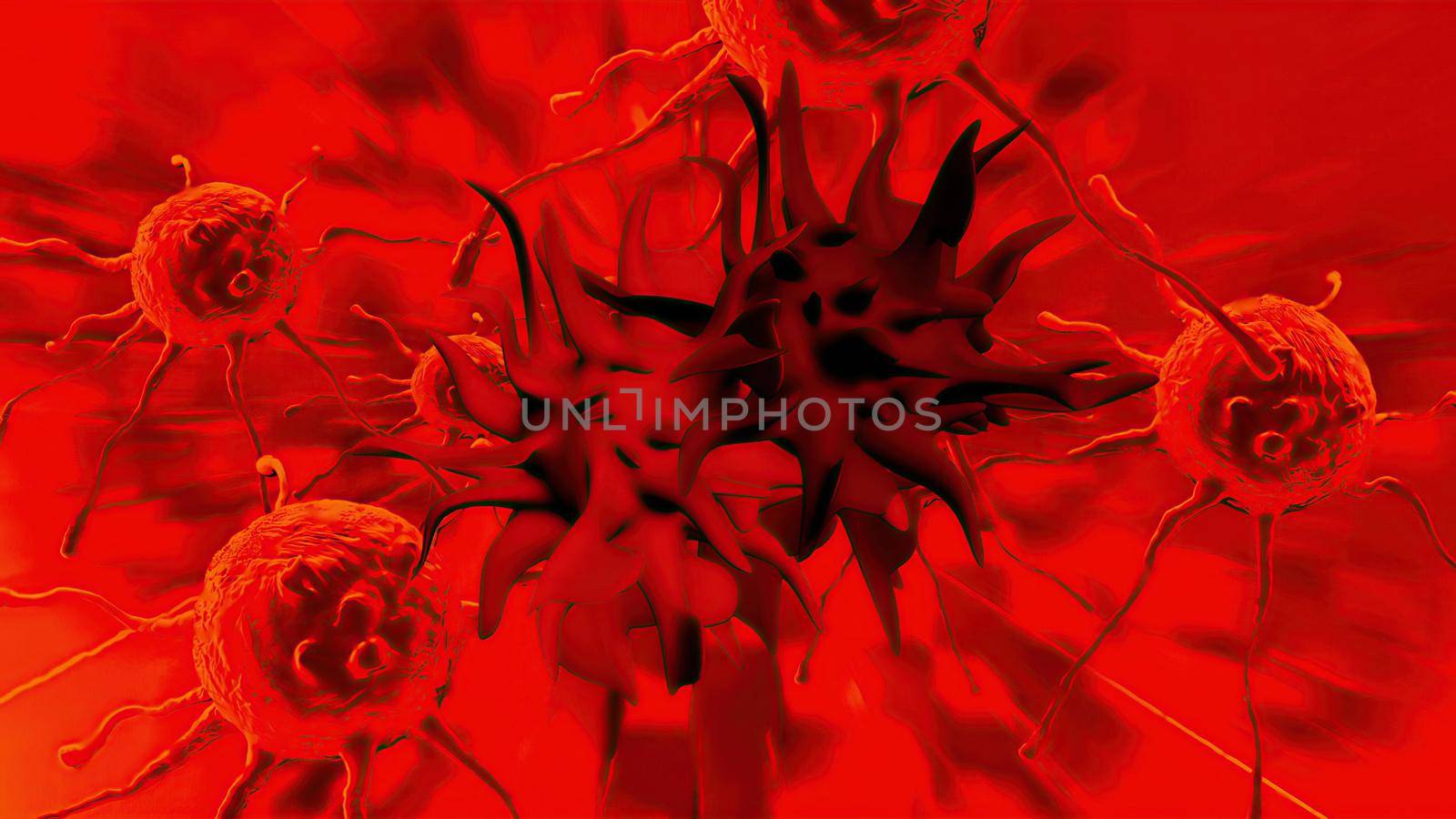 3d illustration - Damaged And Disintegrating Cancer Cell by vitanovski