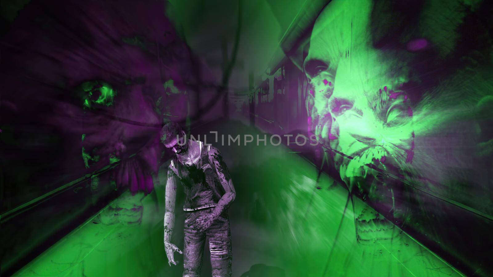 3d illustration - Horror Zombie With Effects by vitanovski