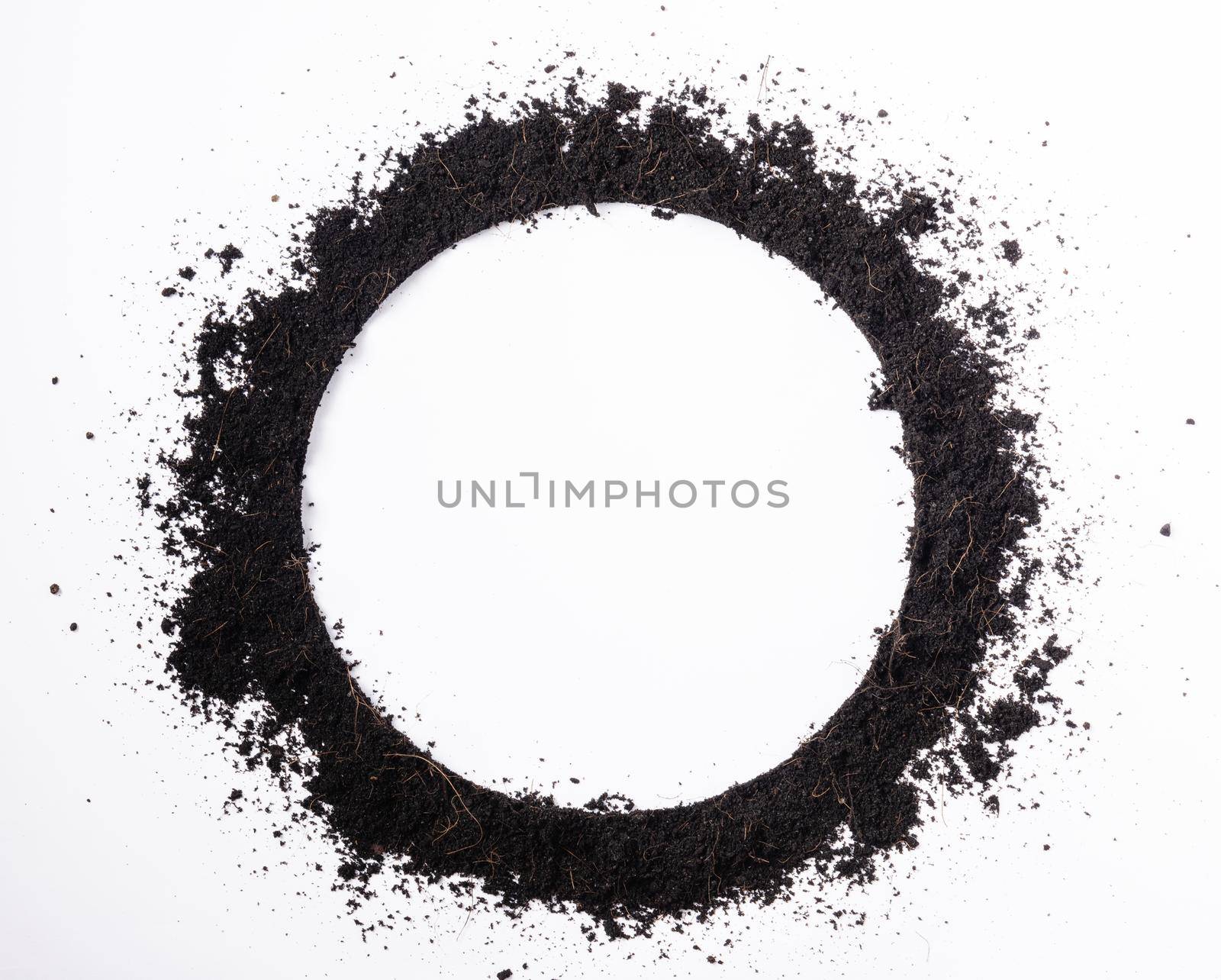 Round circle frame of black land for plant background by Sorapop