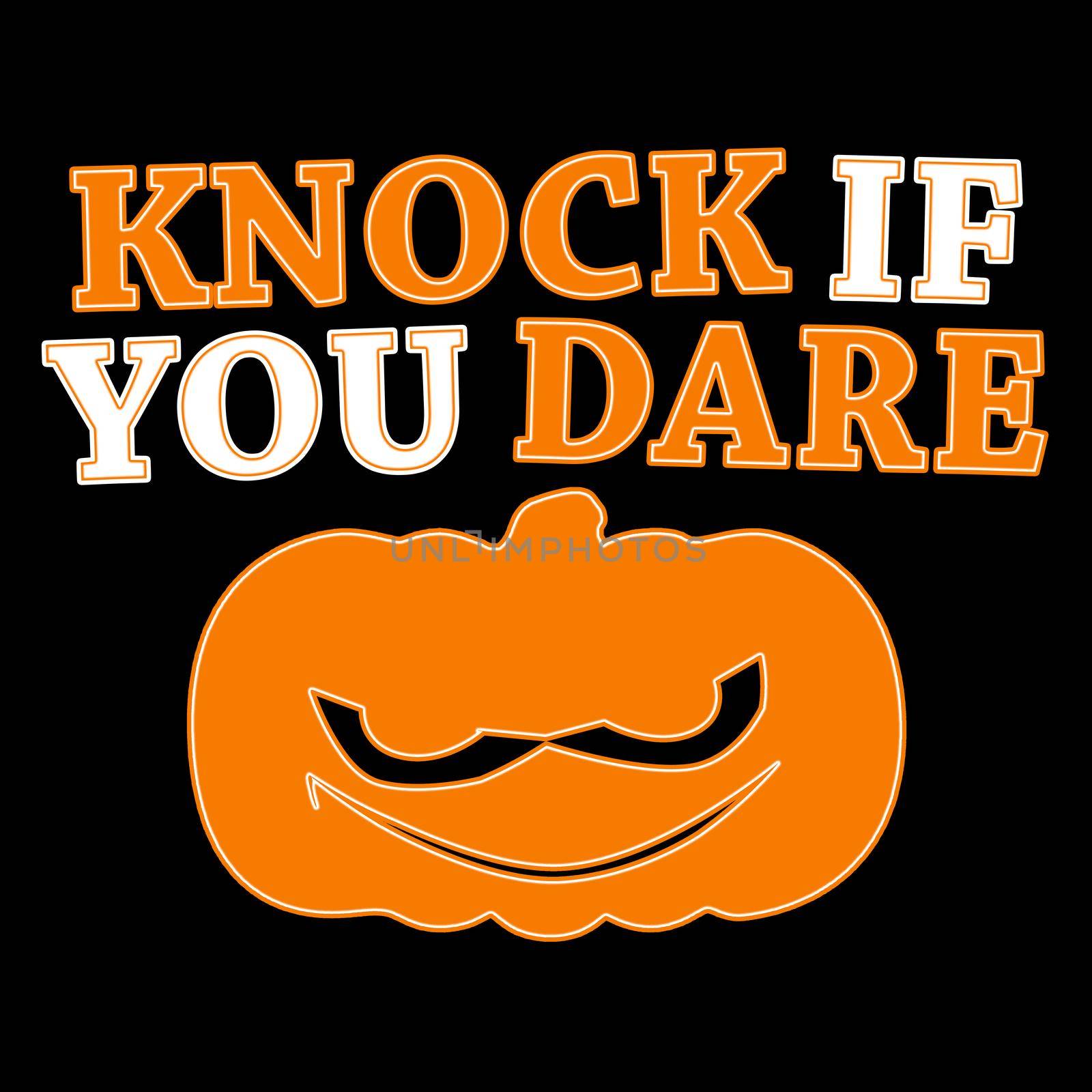 A halloween sign with the text "Knock if you dare".