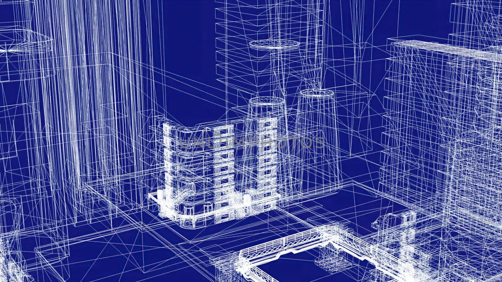 3d illustration - Technical Drawing of floor design being drawn with great detail 