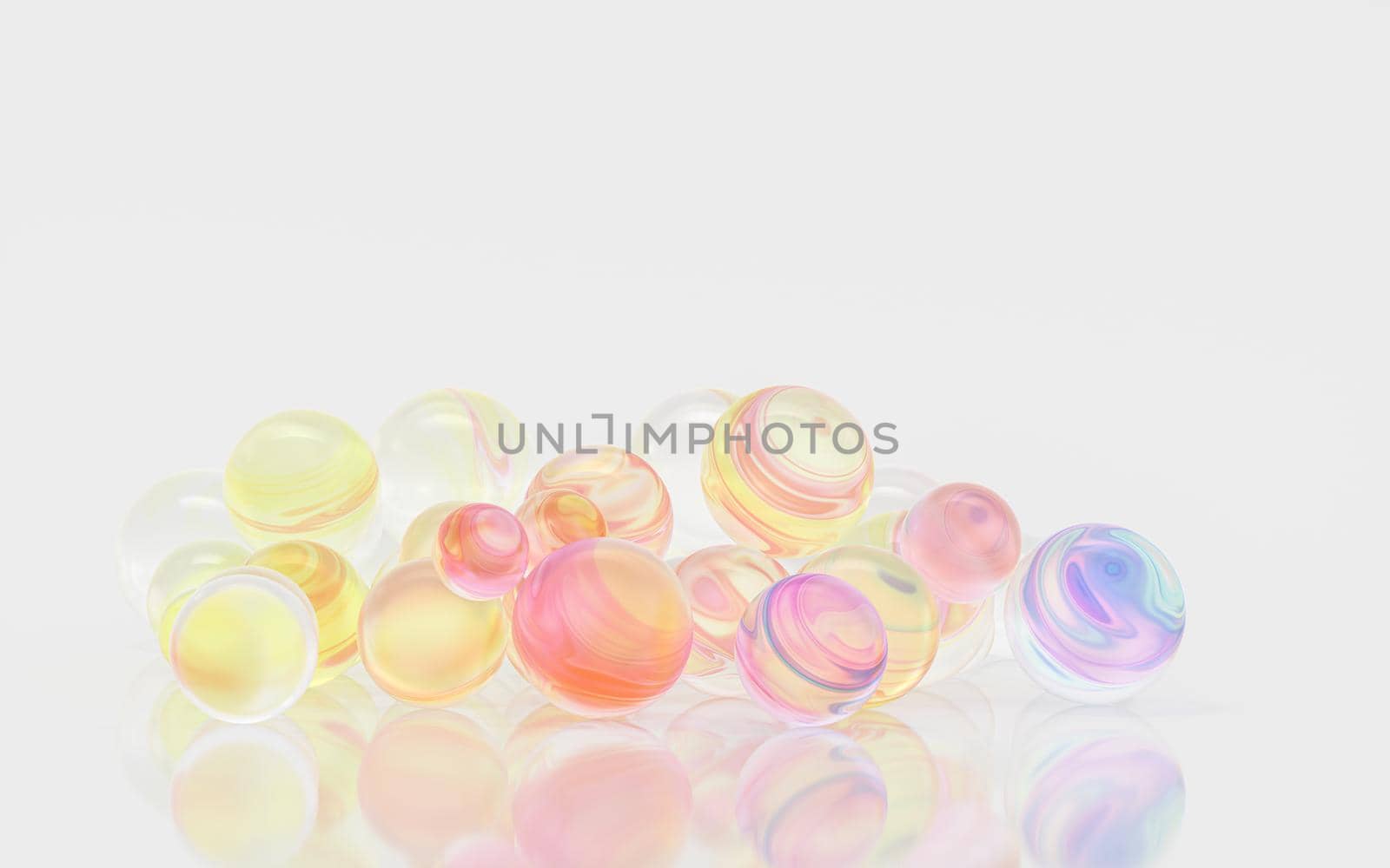 Gradient glass ball with white background, 3d rendering. Computer digital drawing.