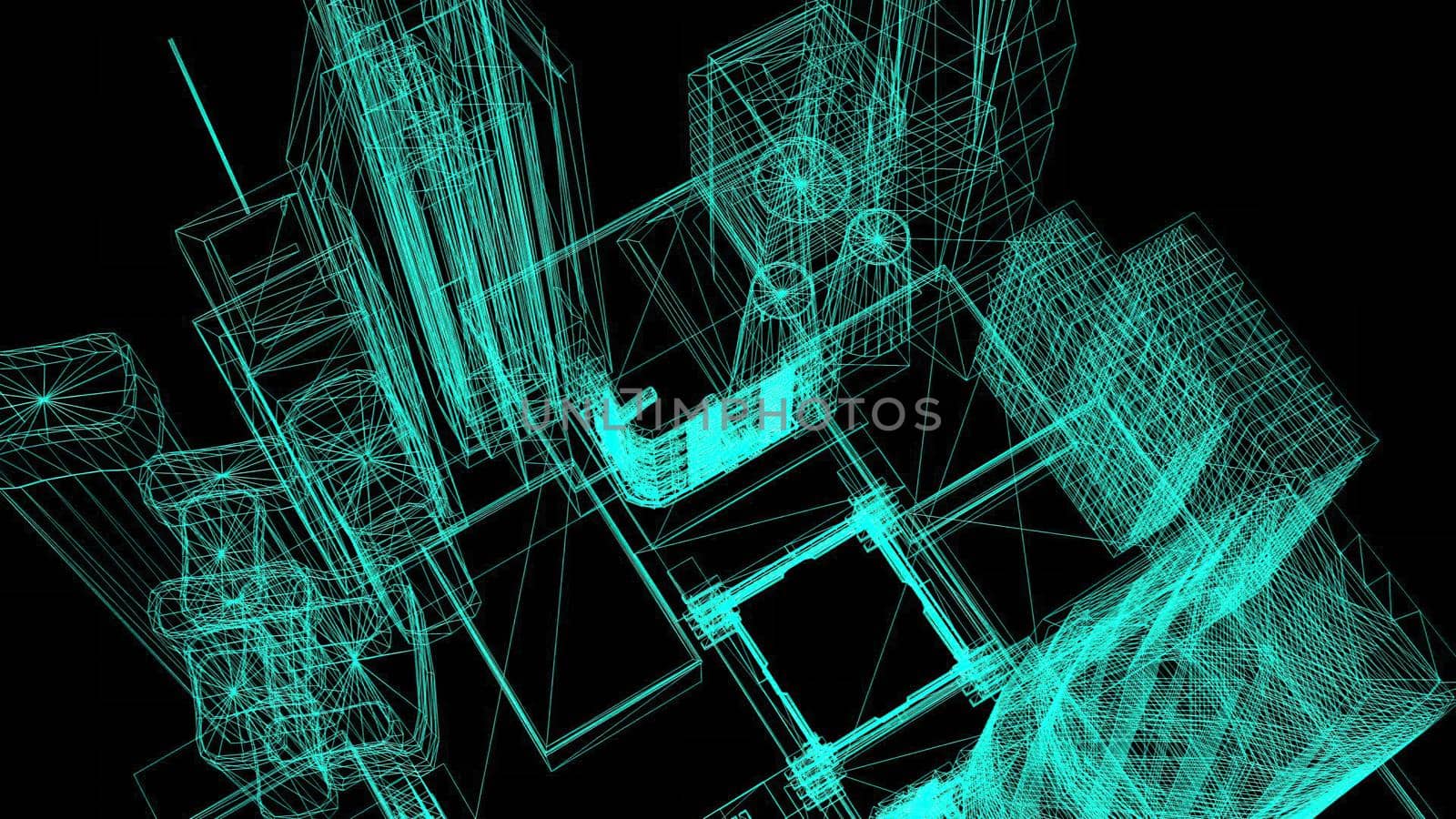 3d illustration - Technical Drawing of floor design being drawn with great detail 