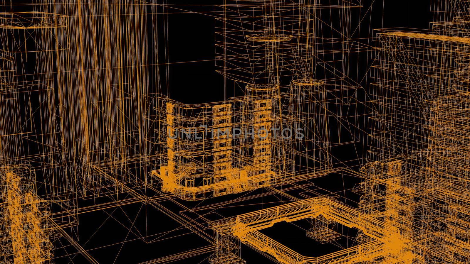 3d illustration - Technical Drawing of floor design being drawn with great detail 