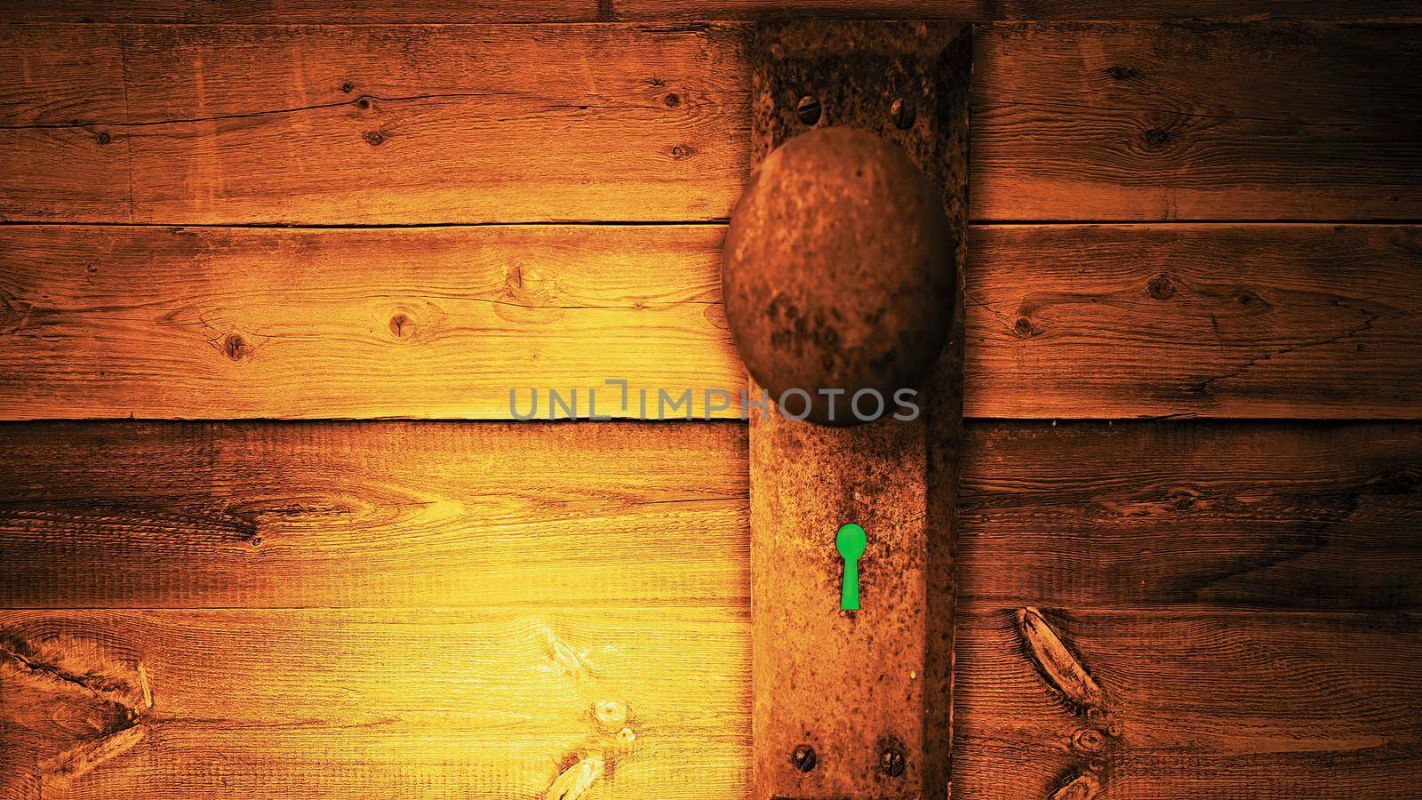 3d illustration - Key Hole With Green Screen From Outside  by vitanovski