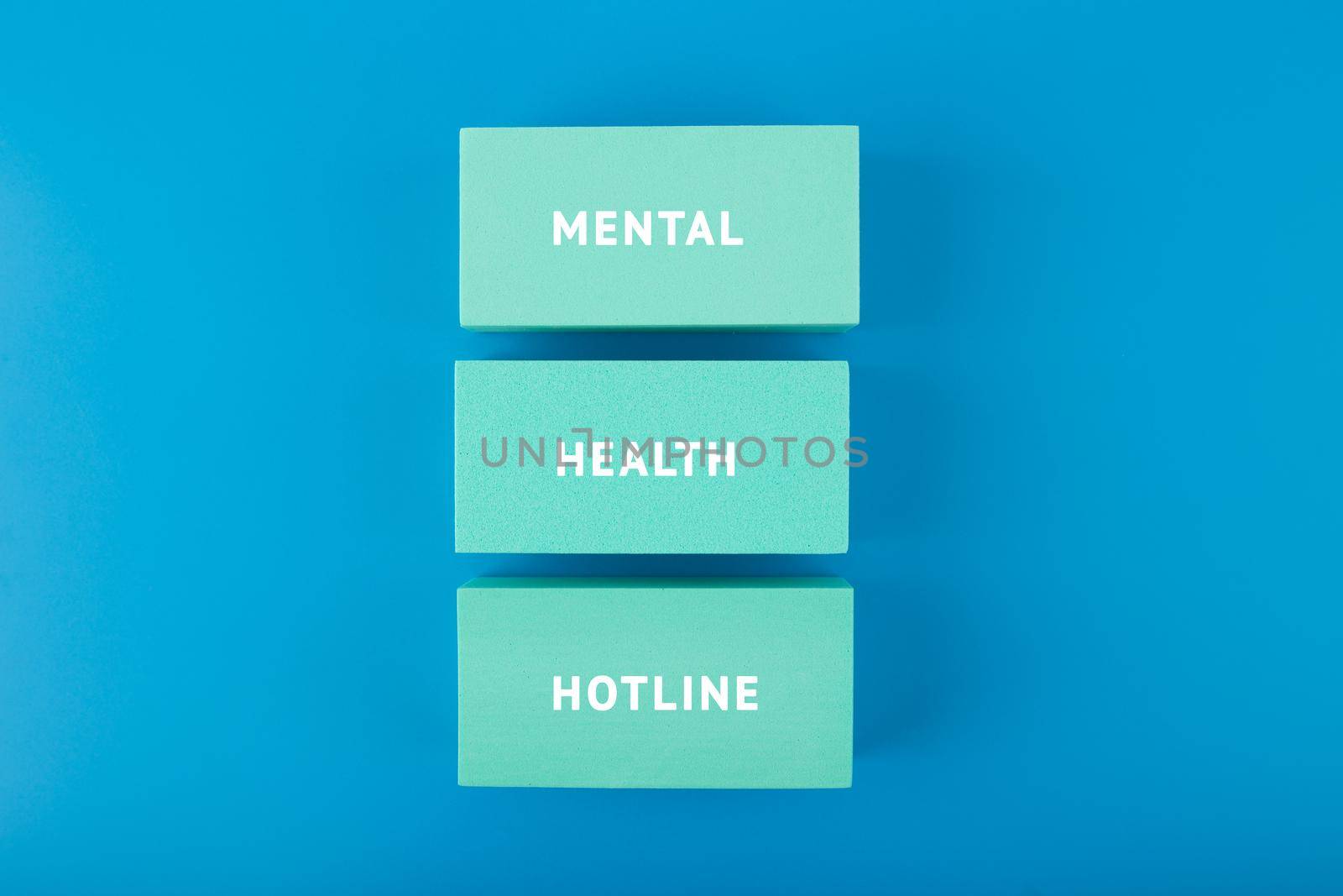 Mental health hotline minimal concept in blue monochromatic colors by Senorina_Irina