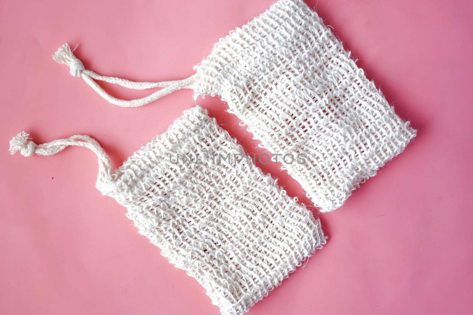 empty soap bag on white background