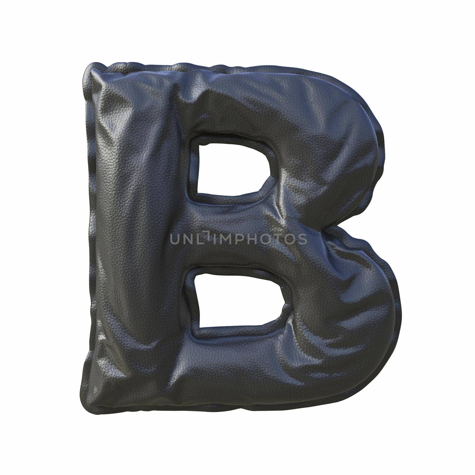 Black leather font Letter B 3D render illustration isolated on white background