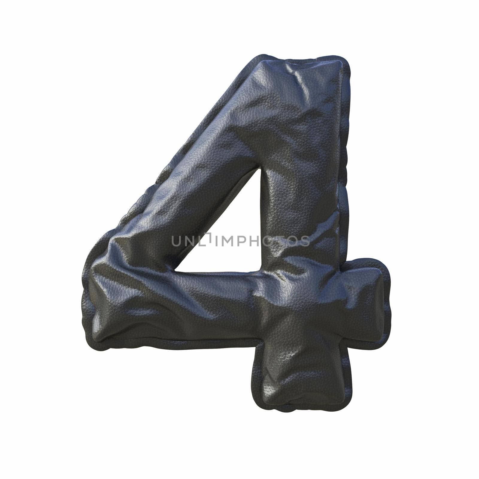Black leather font Number 4 FOUR 3D by djmilic