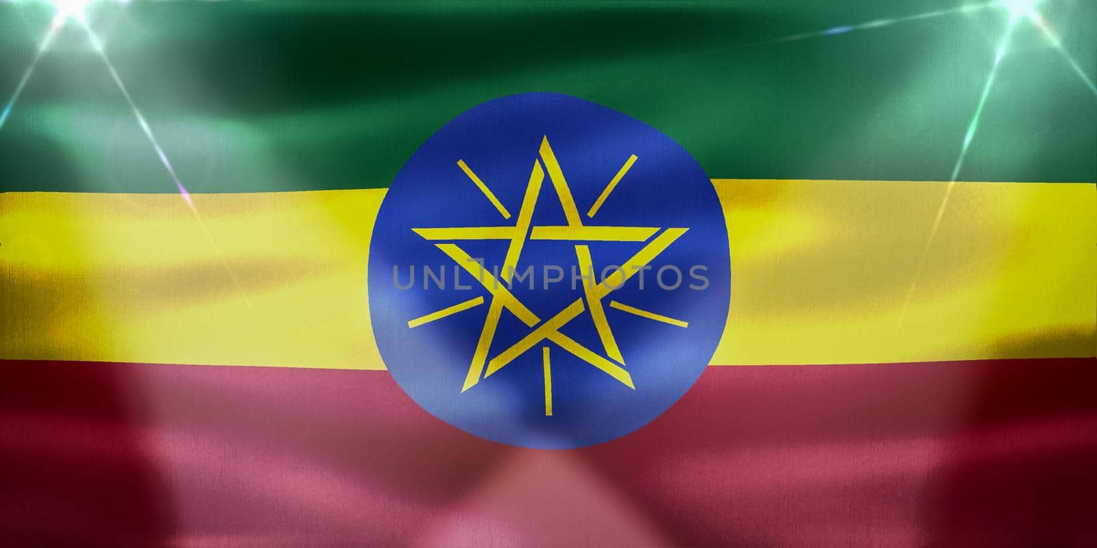 Ethiopia flag - realistic waving fabric flag by MP_foto71