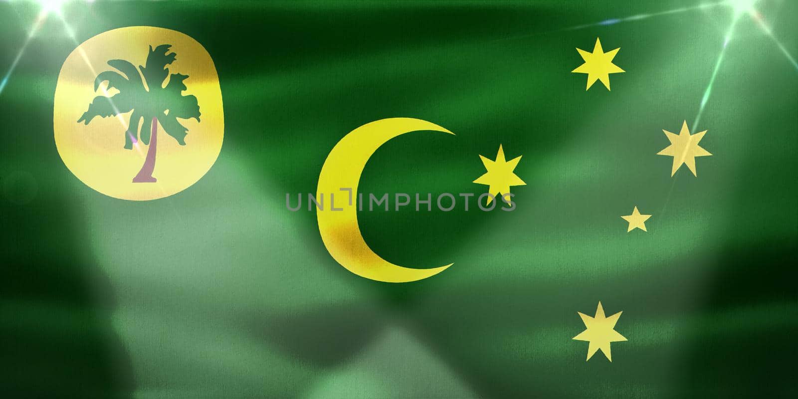 Cocos Islands flag - realistic waving fabric flag by MP_foto71