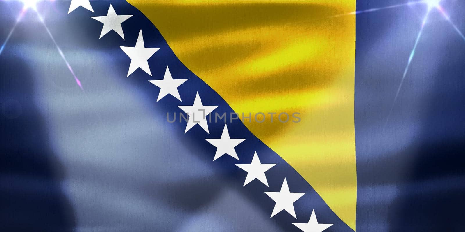 Bosnia and Herzegovina flag - realistic waving fabric flag by MP_foto71