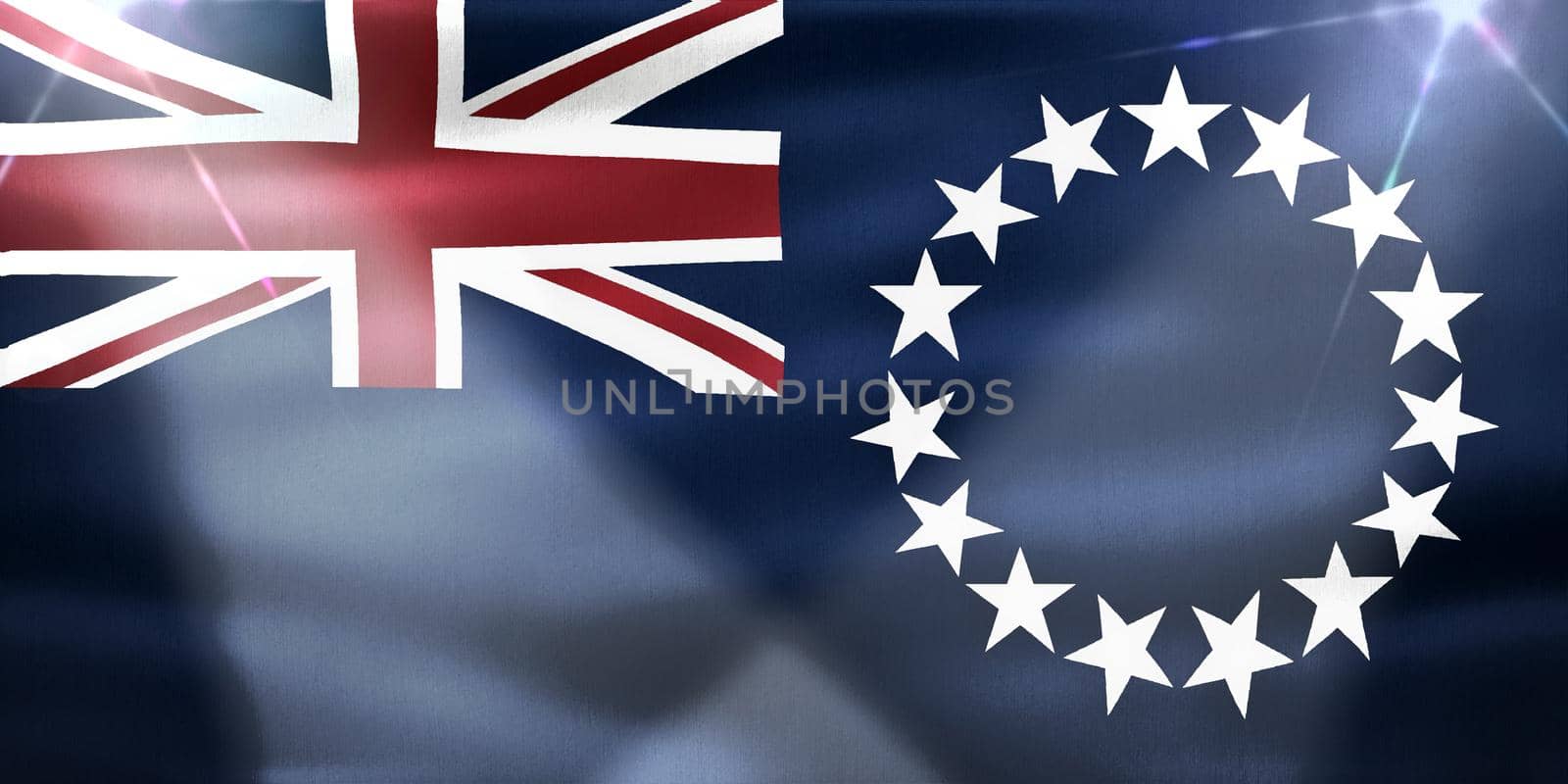 Cook Islands flag - realistic waving fabric flag by MP_foto71