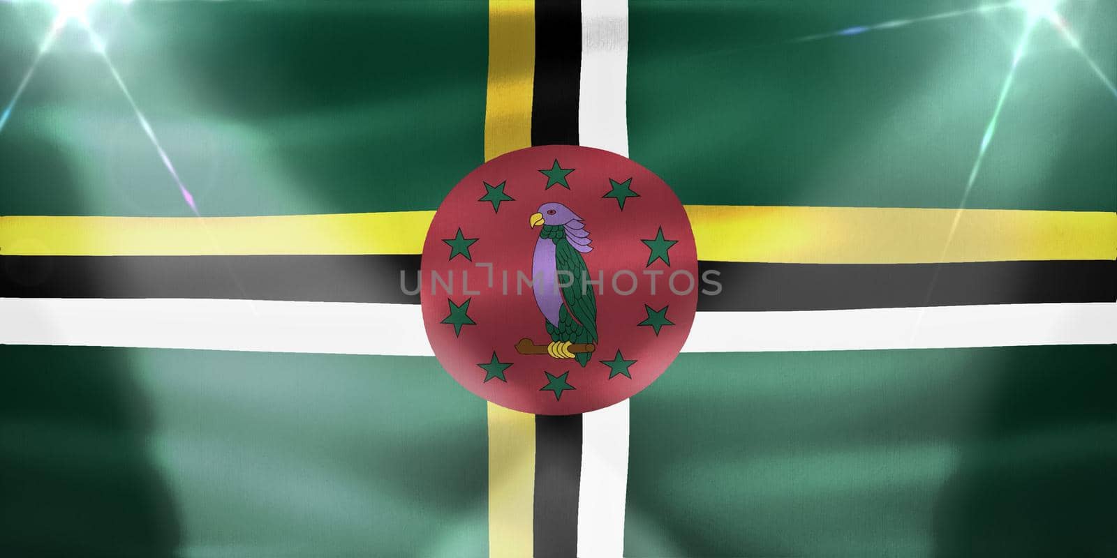 Dominica flag - realistic waving fabric flag by MP_foto71