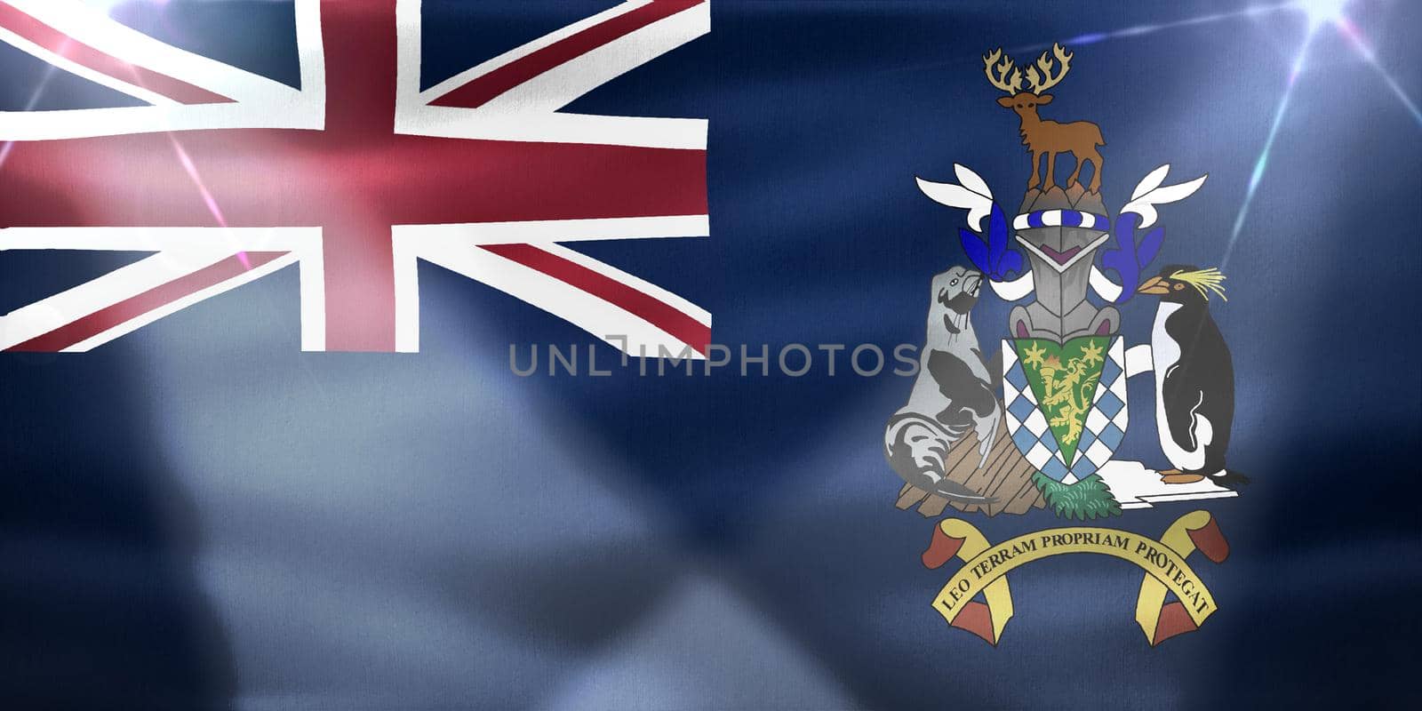 South Georgia and the South Sandwich Islands flag - realistic waving fabric flag by MP_foto71