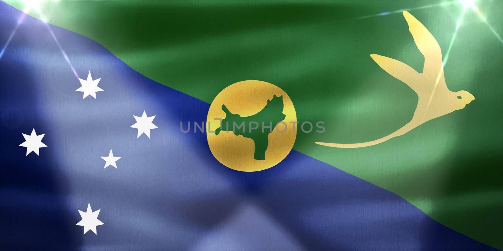 Christmas Island flag - realistic waving fabric flag by MP_foto71