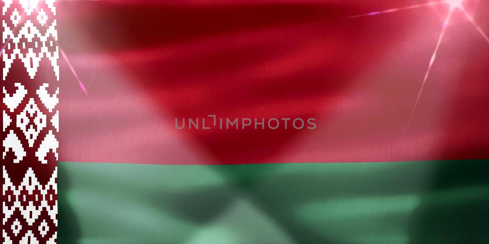 Belarus flag - realistic waving fabric flag by MP_foto71