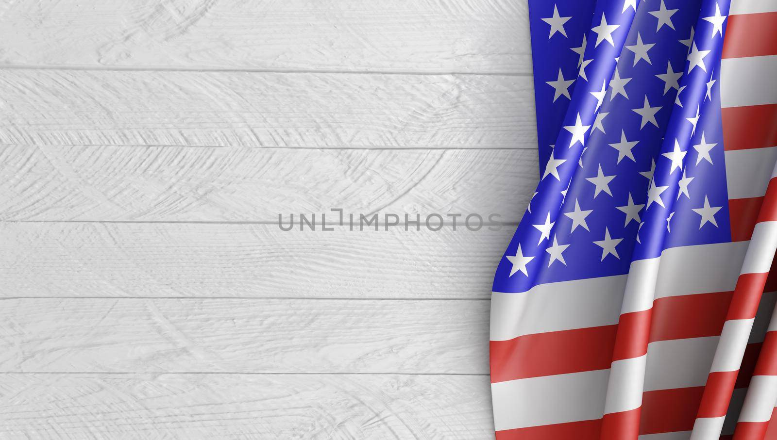 Mockup of boards and the USA flag. 3d render.