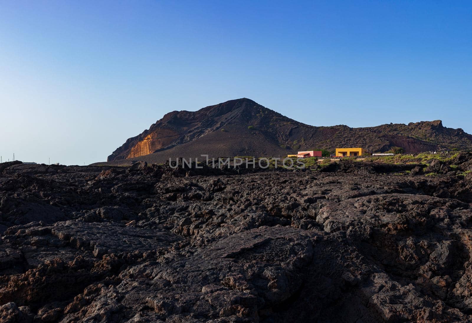 View of Monte Nero famous volcano of Linosa by bepsimage