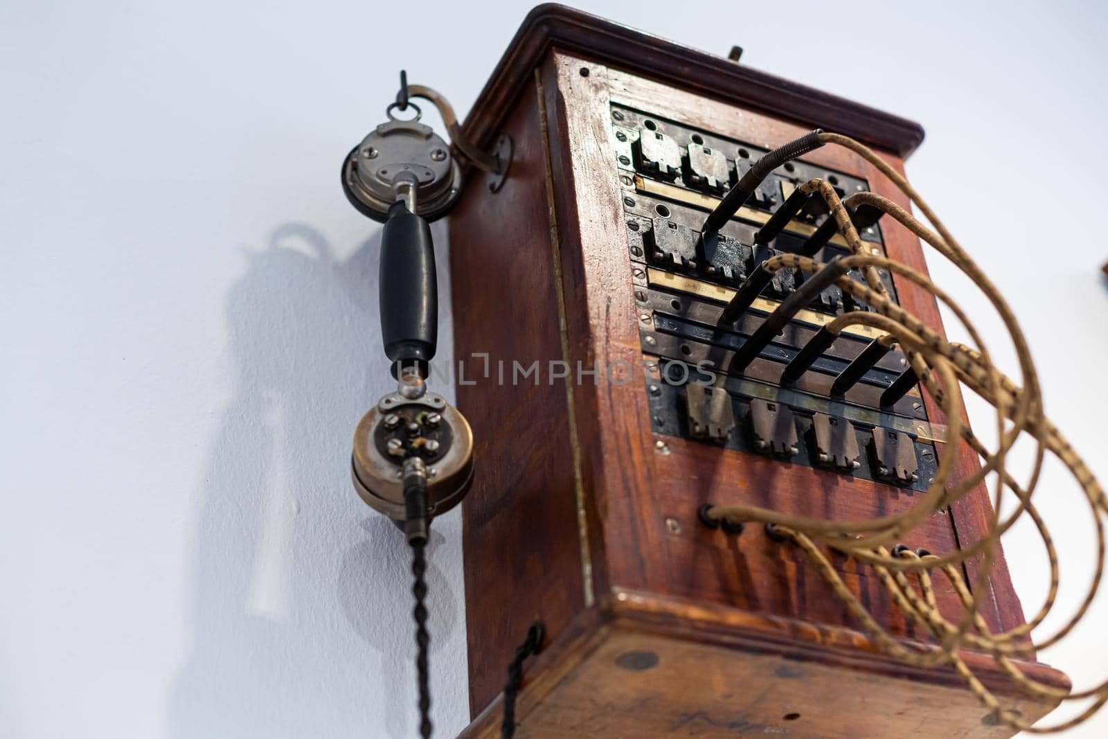Details of the antique telephone set made of wood by Try_my_best