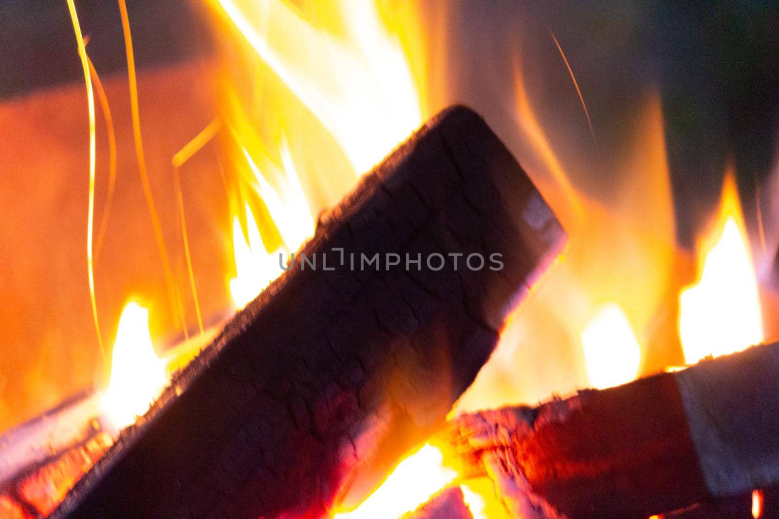burning wood charcoal in the oven fire by SorokinNikita