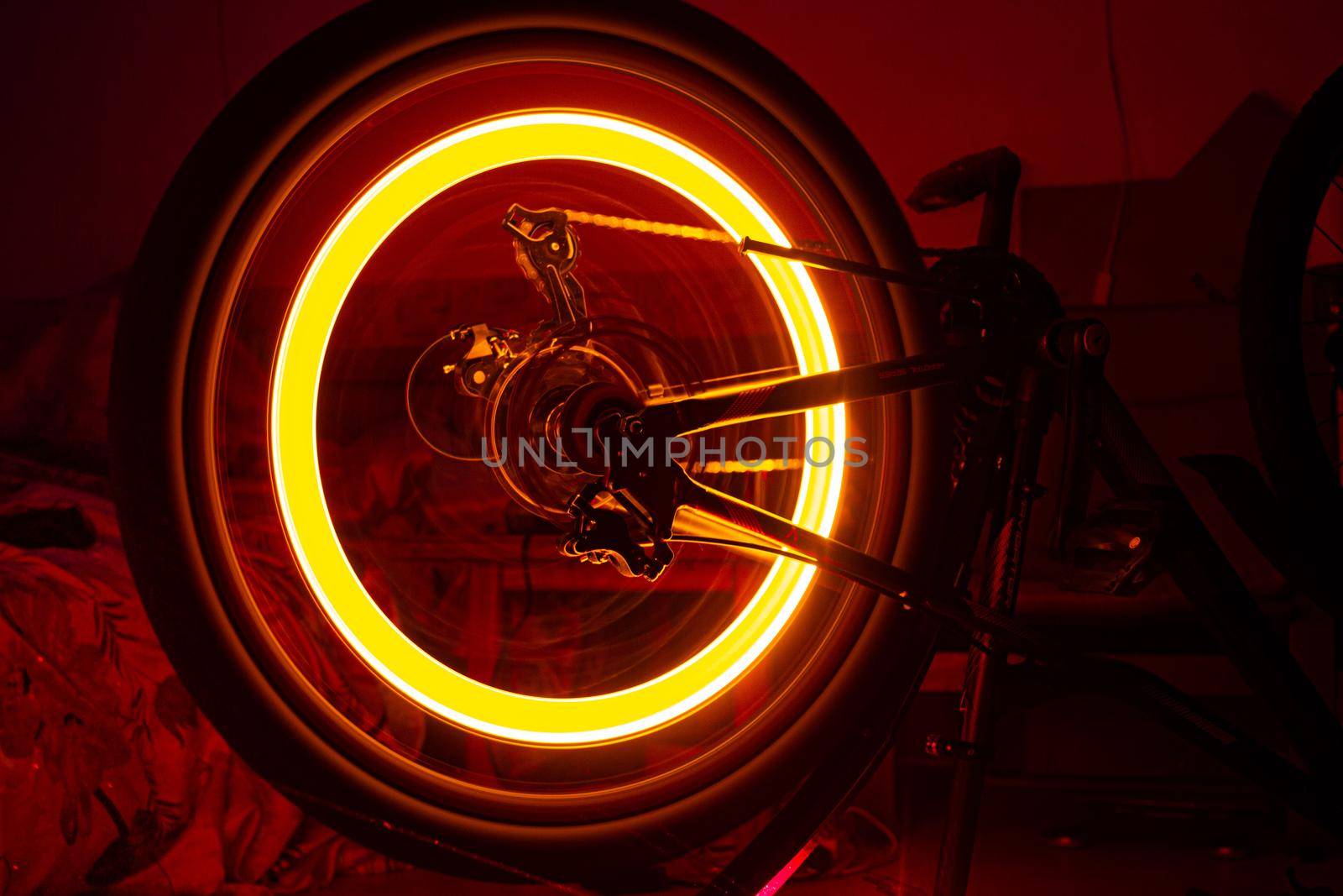 fire bike wheel. orange long High quality photo a