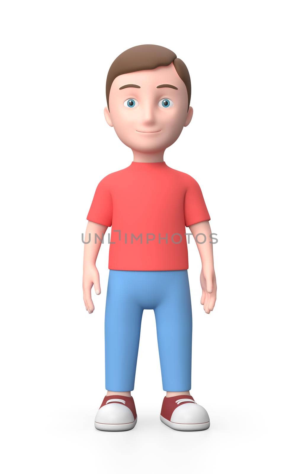 Young Boy. 3D Cartoon Character. Isolated on White by make