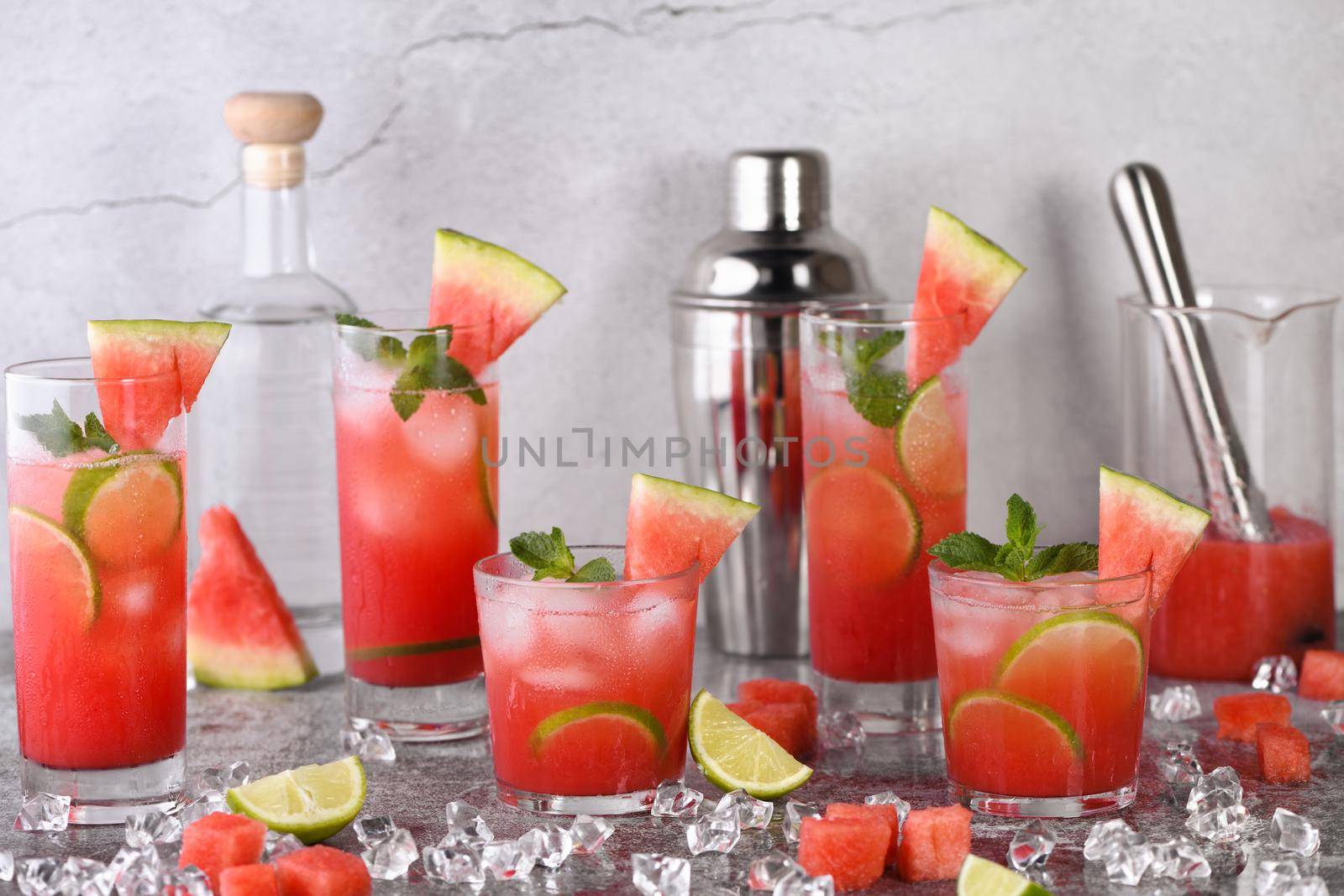 Vodka "Watermelon Cocktail" - made from fresh chilled watermelon, coconut sugar, fresh lime juice and vodka. Enjoy this light, refreshing, summer party cocktail