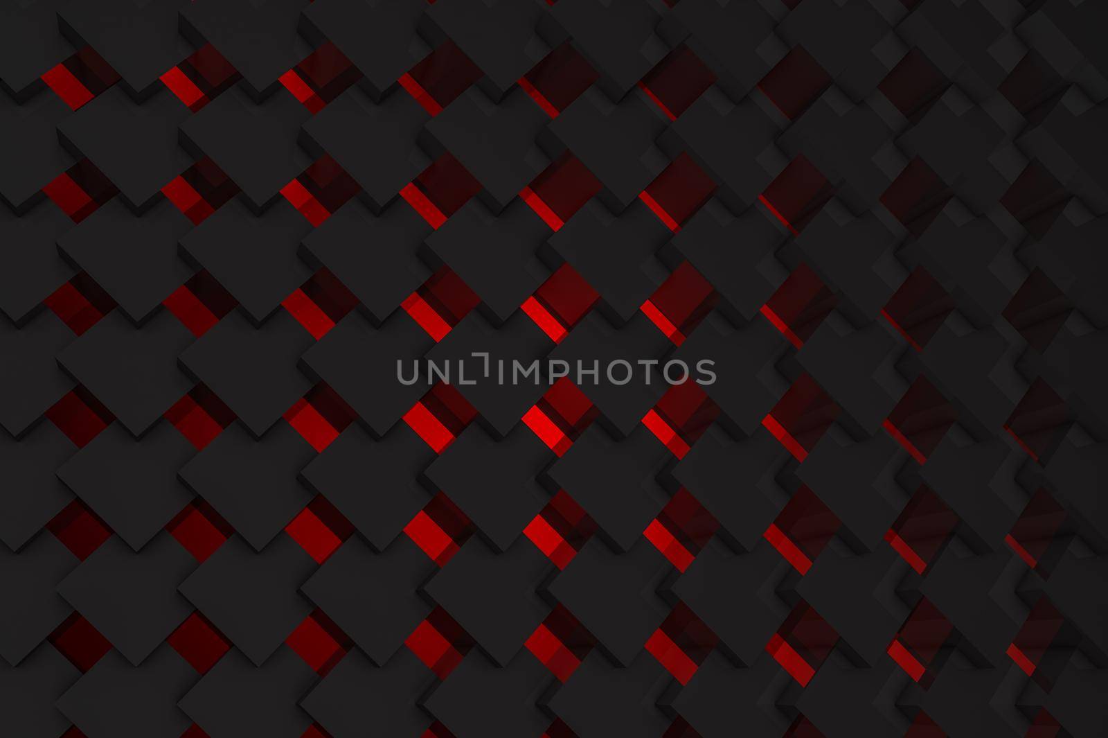 Abstract 3D background consisting of many cubes connected together against a red glow background