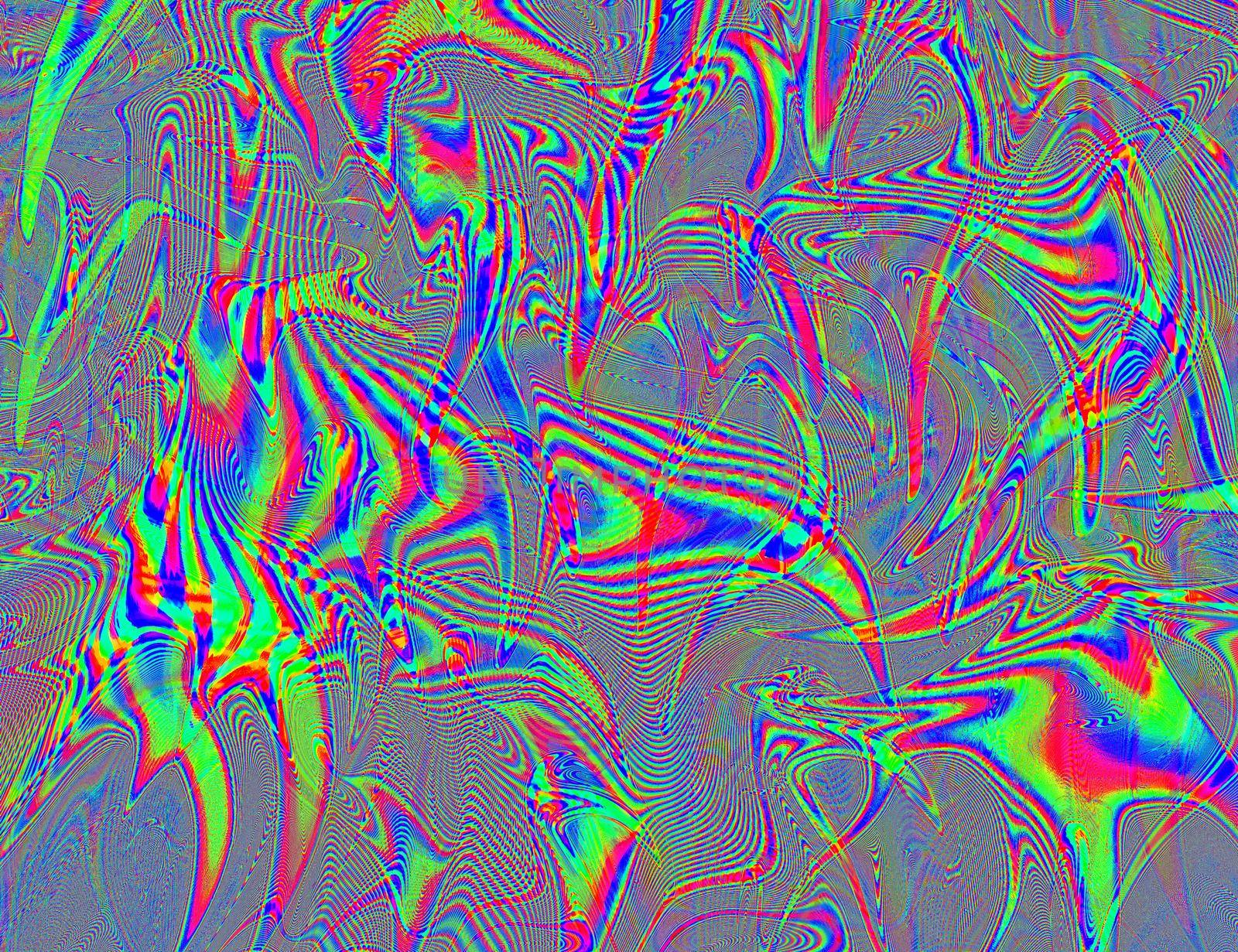 Psychedelic Rainbow Background LSD Colorful Wallpaper. Abstract Hypnotic Illusion. Hippie Retro Texture.