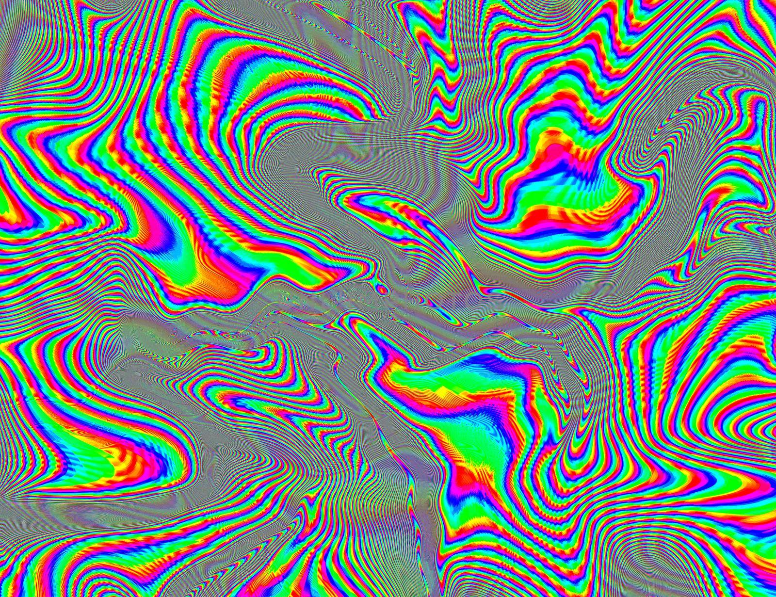 Hippie Trippy Psychedelic Rainbow Background LSD Colorful Wallpaper. Abstract Hypnotic Illusion. Hippie Retro Texture Glitch and Disco.