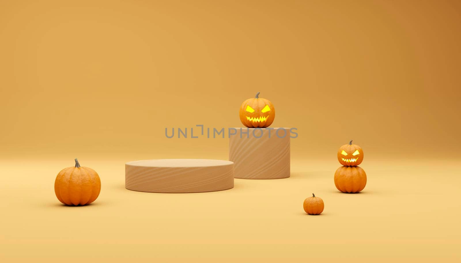 Podium and minimal abstract background for Halloween, 3d rendering geometric shape, Stage for product by raferto1973