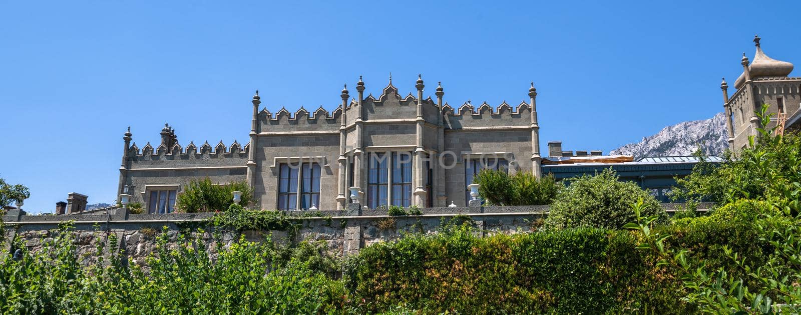 Alupka, Crimea - July 10. 2019. The facade of Vorontsov Palace , now a museum by olgavolodina