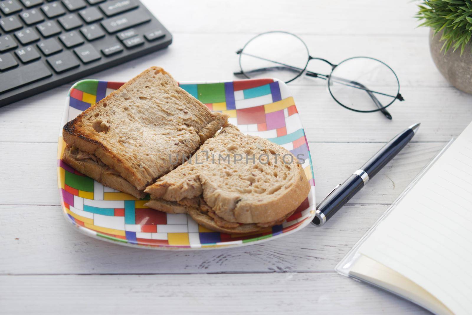 vegetable sandwich on a pate on table