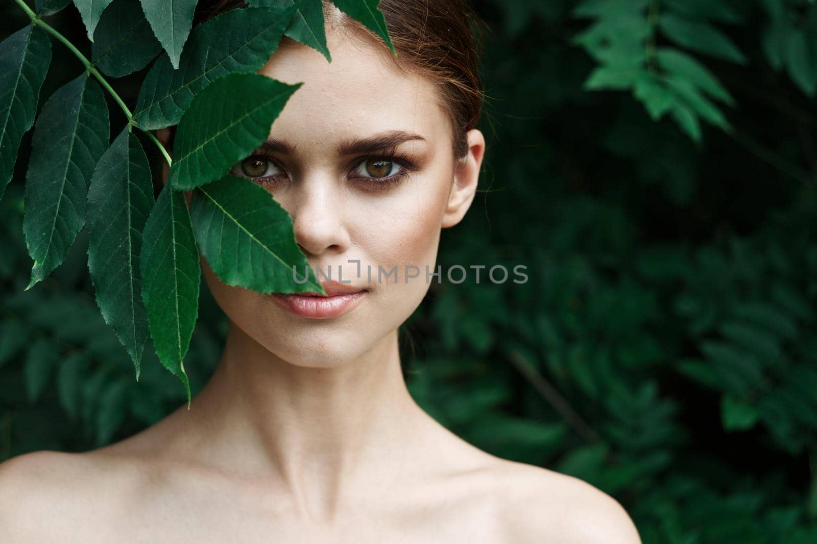 smiling woman Cosmetology nature green leaves glamor Lifestyle by Vichizh