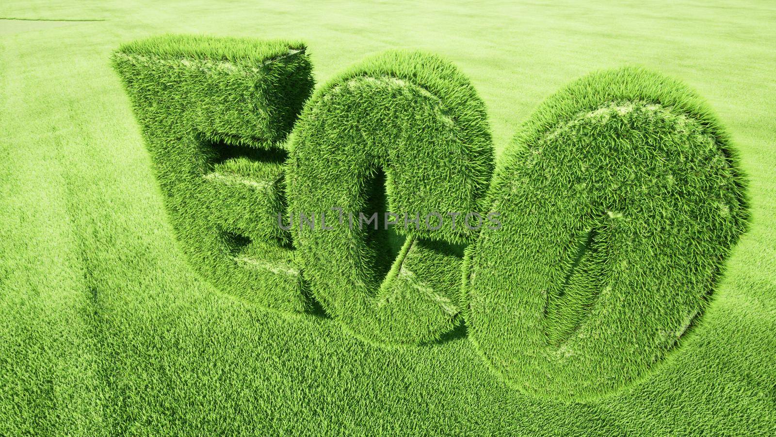 Green word eco sign Renewable energy Ecology concept 3d render by Zozulinskyi