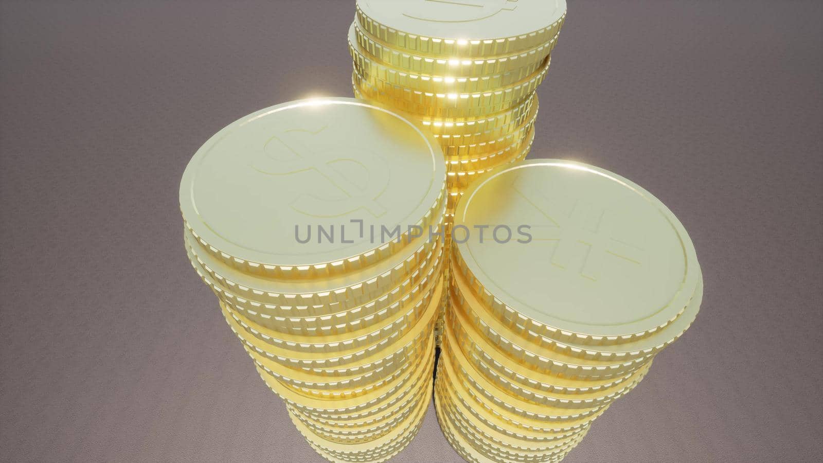 Column gold coins Concept: business cash currency 3d render by Zozulinskyi