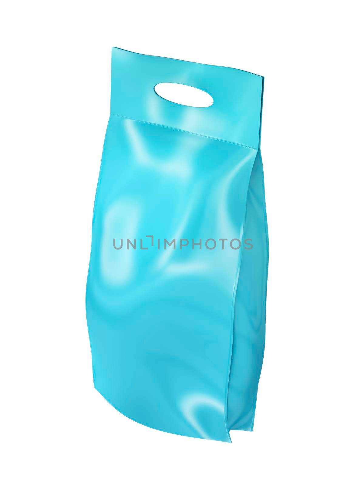 Blue washing powder bag, isolated on white background