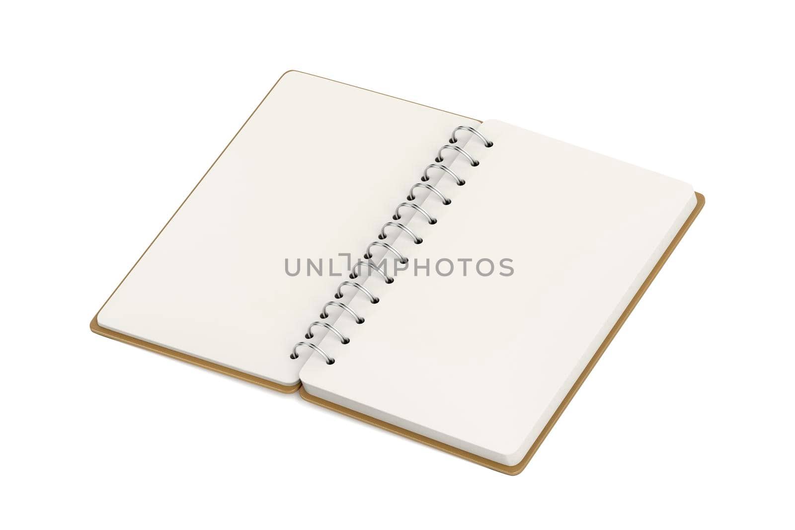 Blank spiral notebook on white background