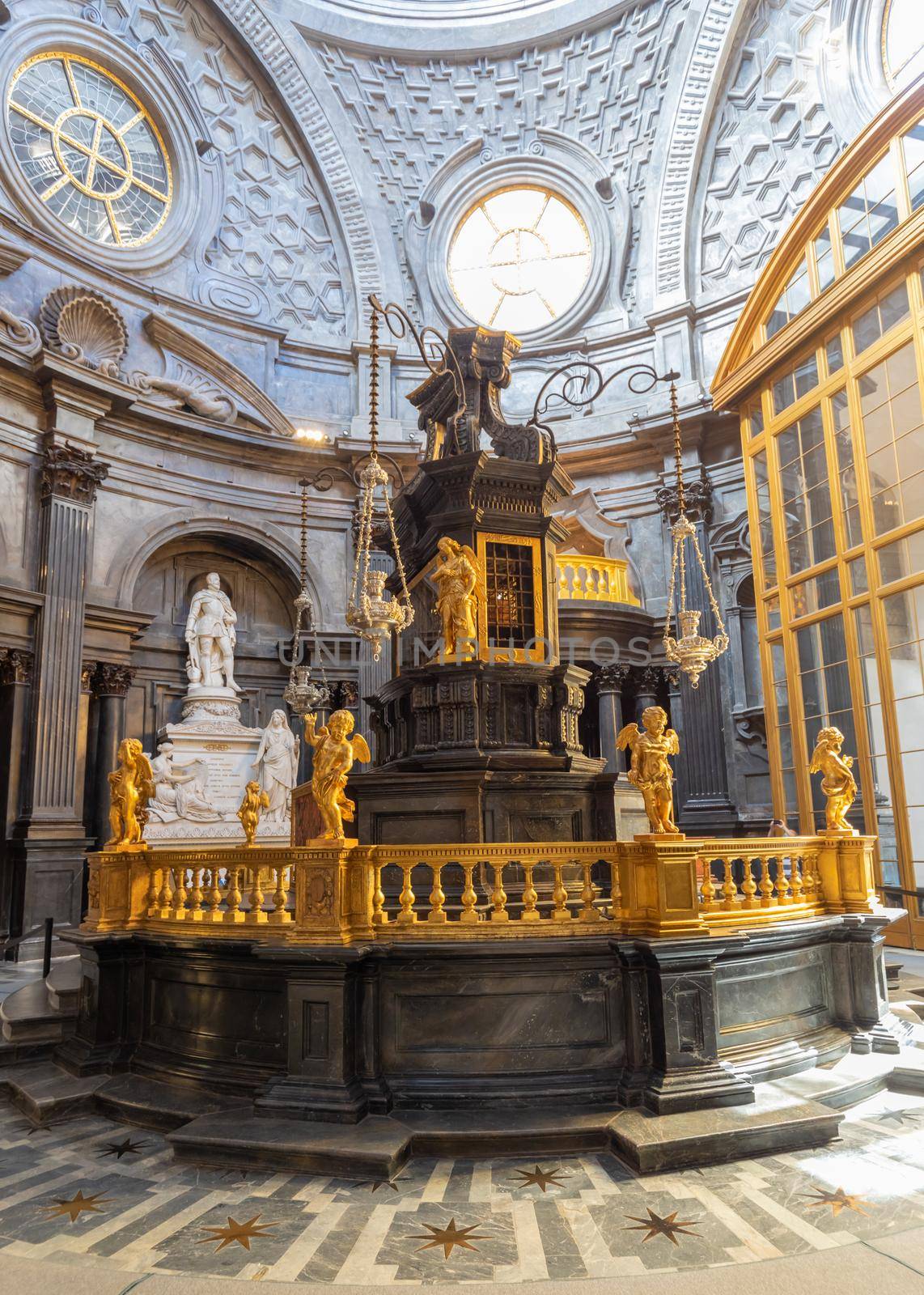 Turin, Italy - Circa August 2021: the Chapel of the Shroud, 1694 by Guarini. One of the most important holy locations for Christian religion