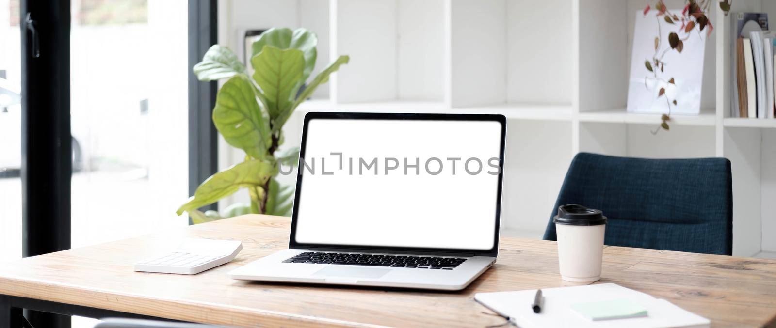 Workplace mockup concept. Mock up modern home decor desktop computer.Mockup desktop..