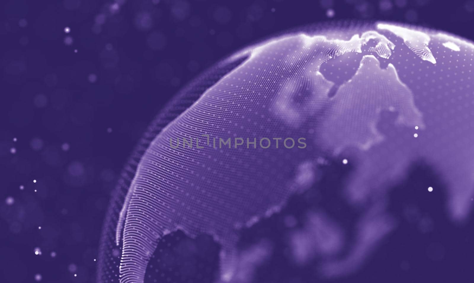 Abstract futuristic illustration of polygonal surface. Low poly shape with connecting dots and lines on dark background. 3D rendering