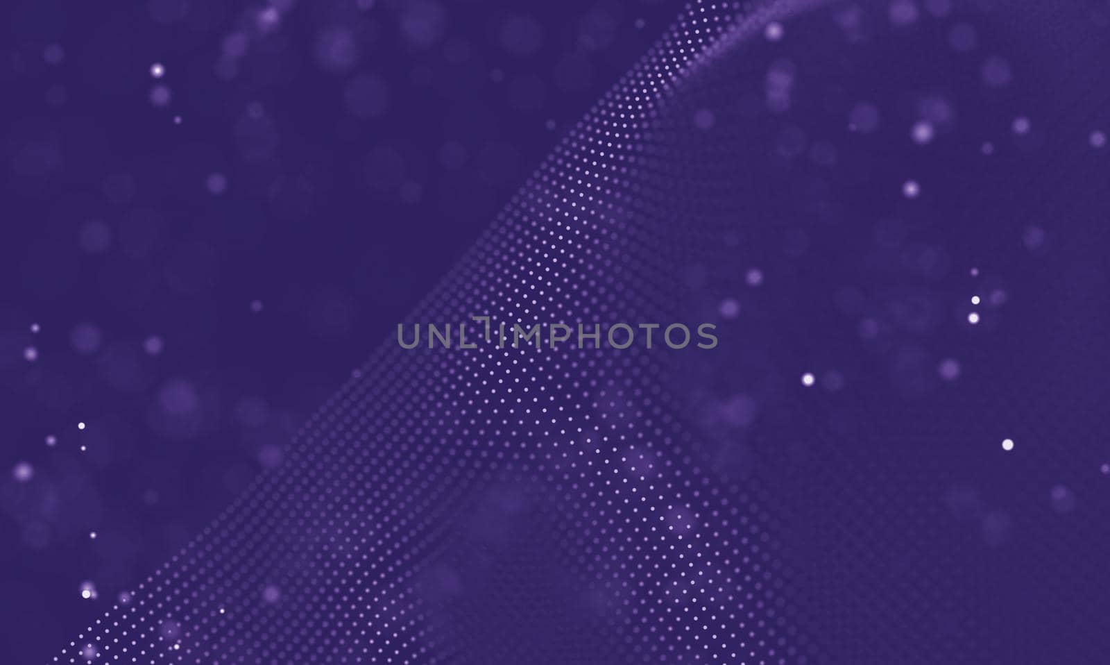 Abstract futuristic illustration of polygonal surface. Low poly shape with connecting dots and lines on dark background. 3D rendering