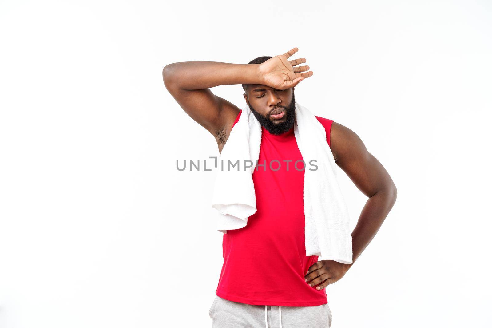 Young sport african american man unhappy and frustrated with something. Negative facial expression