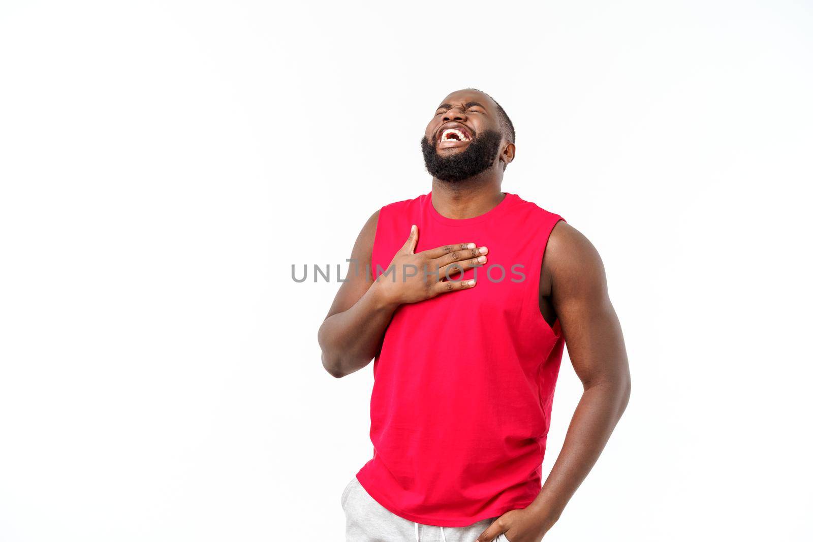 Young african american man with sport wear with a happy and cool smile on face. lucky person