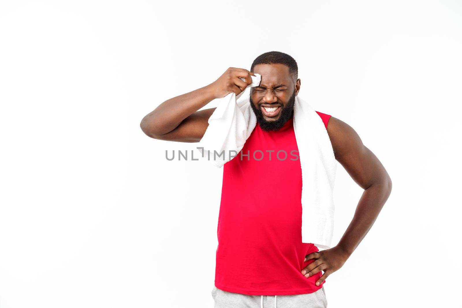 Young sport african american man unhappy and frustrated with something. Negative facial expression